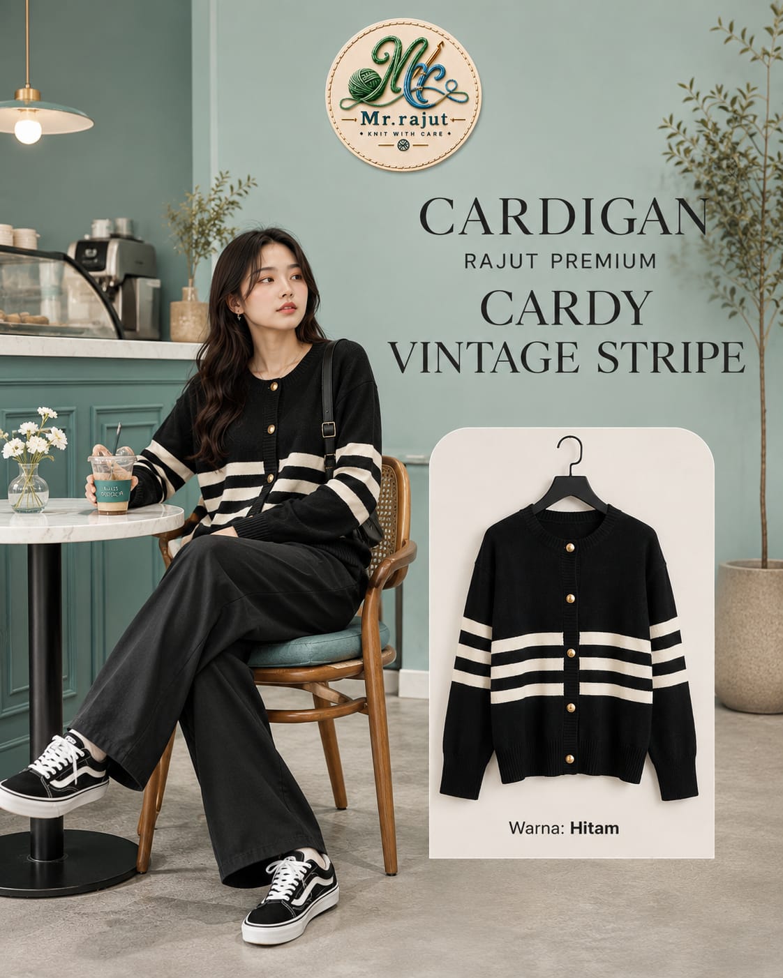 CARDIGAN VINTAGE STRIPE - Gambar 7