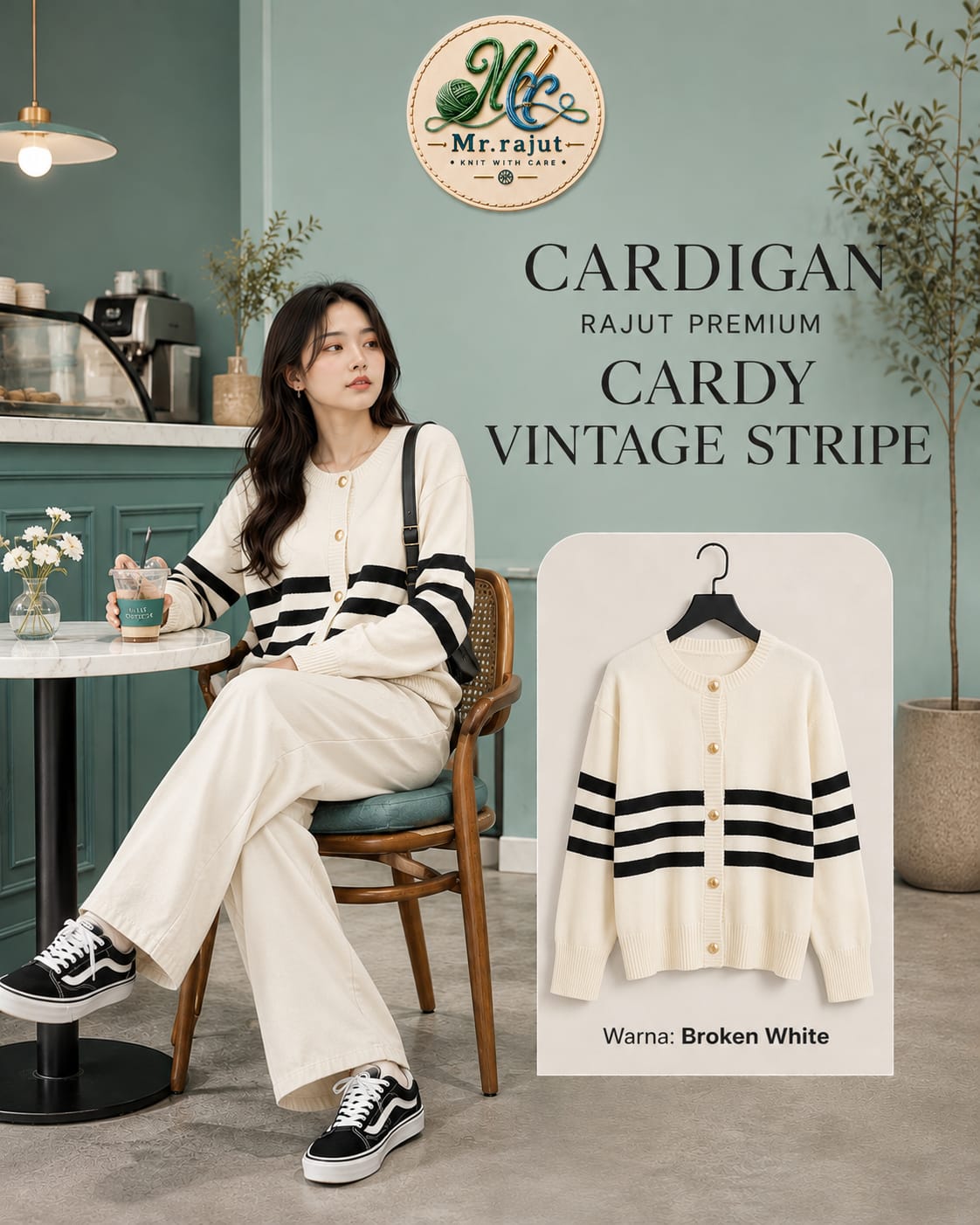 CARDIGAN VINTAGE STRIPE - Gambar 6