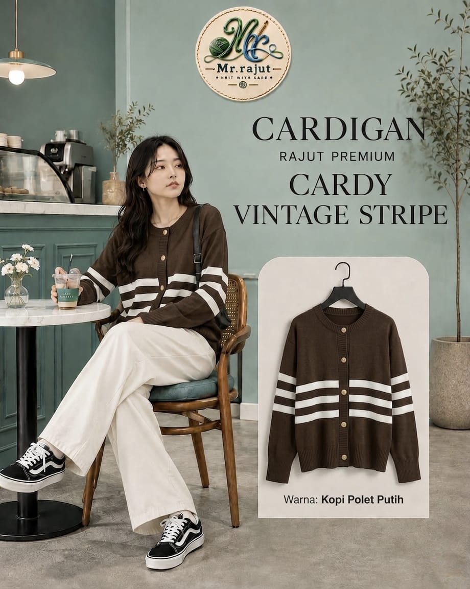 CARDIGAN VINTAGE STRIPE - Gambar 4