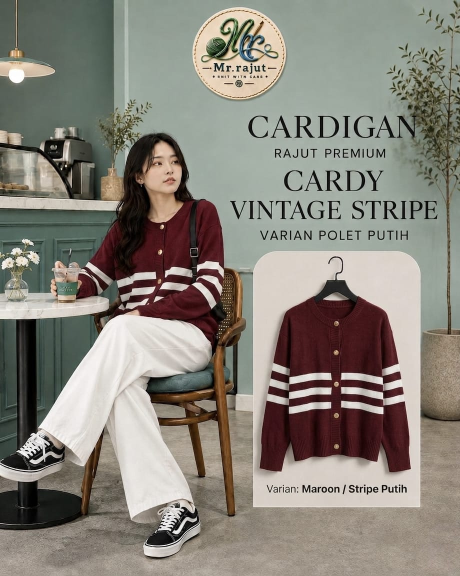 CARDIGAN VINTAGE STRIPE - Gambar 5